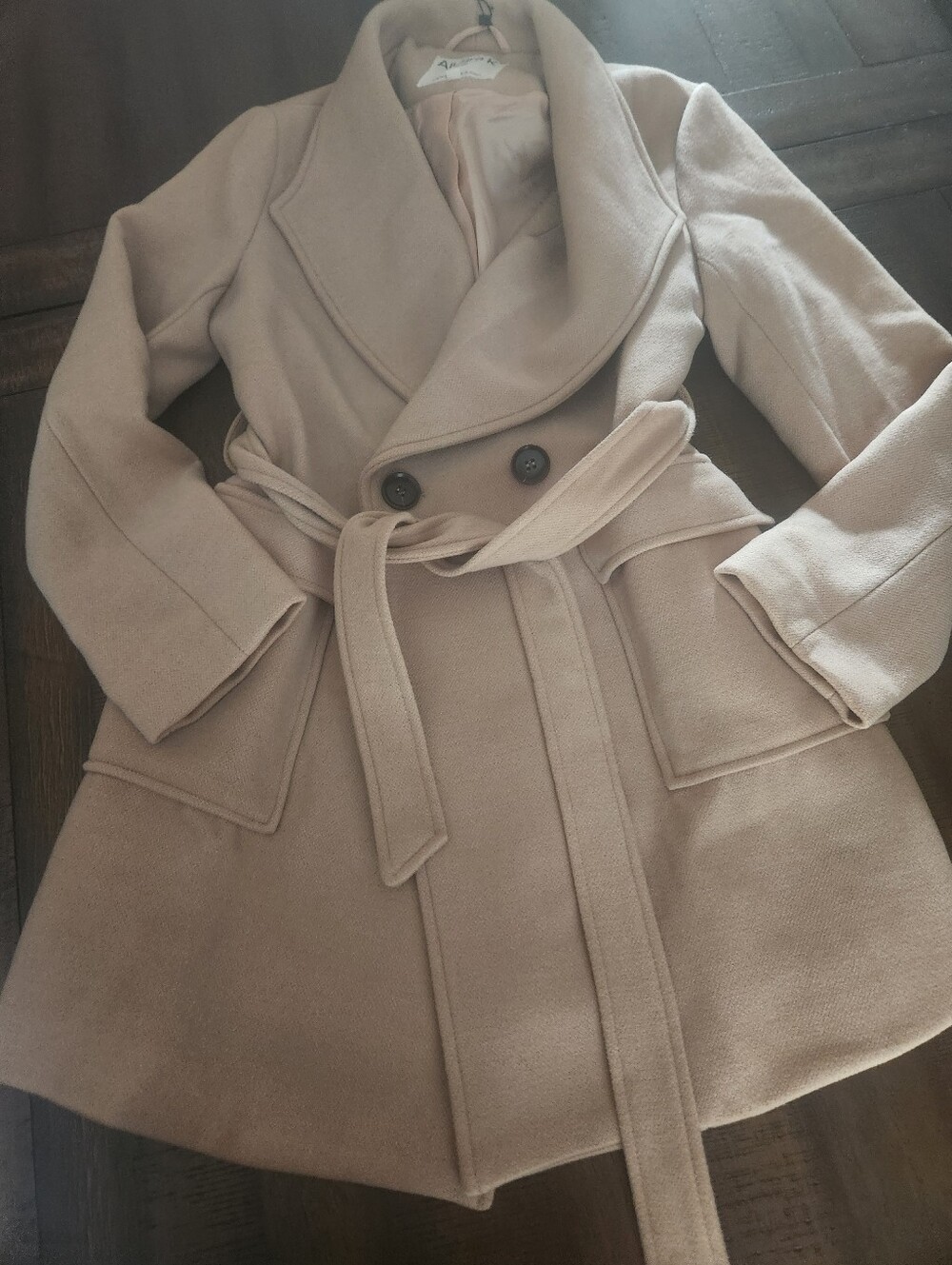 New‎ Allegra K Beige Ladies Coat With Waist Tie Small